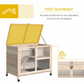 2-Tier Rabbit Hutch on Wheels with Hut and Pull-Out Waste Tray