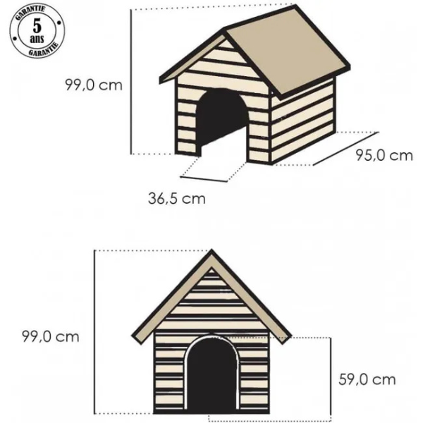 Beige and Brown Plastic Dog House 39 x 37 x 39 Inches Durable Outdoor Kennel