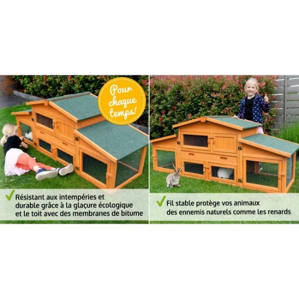 Outdoor Rabbit Hutch Cage 185x51x75cm Large Rabbit Hutch with Run
