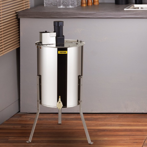 Electric Stainless Steel Honey Extractor 4/8 Frame Honey Spinner with Lid 140W Adjustable Height Beekeeping Equipment