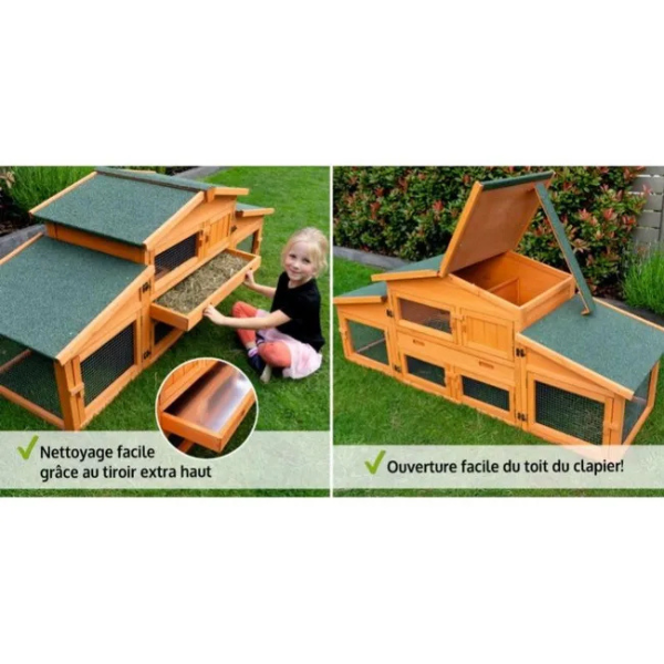 Outdoor Rabbit Hutch Cage 185x51x75cm Large Rabbit Hutch with Run