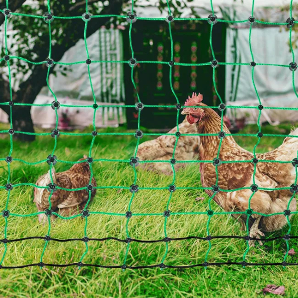 Electric Fence Netting Kit 4ft x 168ft - PE Mesh Fence with Posts and Double-Pointed Stakes - Portable Utility Poultry Chicken Fence