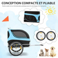Foldable Dog Bike Trailer Pet Stroller Oxford Canvas 8 Reflectors Max Load 88 lbs US Flag