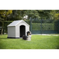 Beige and Brown Plastic Dog House 39 x 37 x 39 Inches Durable Outdoor Kennel