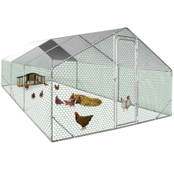 18 sq ft Chicken Coop Run 6x3 ft Galvanized Steel Wire Mesh Enclosure