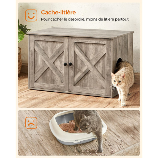 Cat Toilet Furniture - Cat Litter Box with Removable Divider - Modern Cat Litter Cabinet