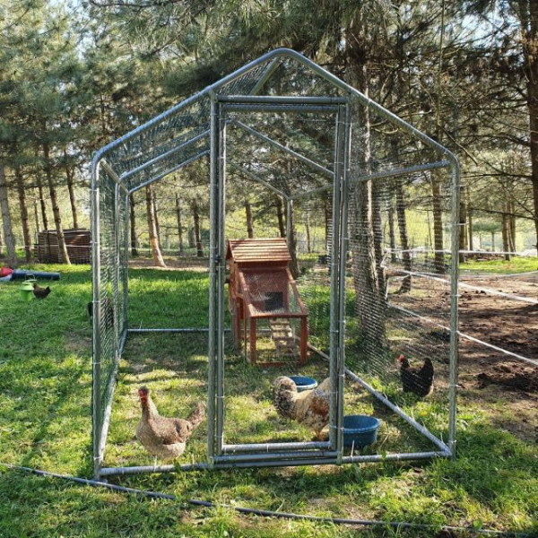 8ft x 26ft Heavy Duty Chicken Coop Run 8m2 32mm Steel Tubing 7.4ft High Galvanized Steel Mesh Enclosure