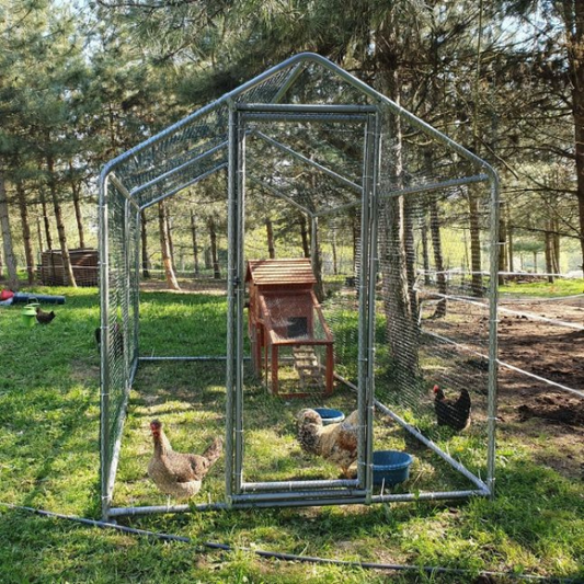 8ft x 26ft Heavy Duty Chicken Coop Run 8m2 32mm Steel Tubing 7.4ft High Galvanized Steel Mesh Enclosure
