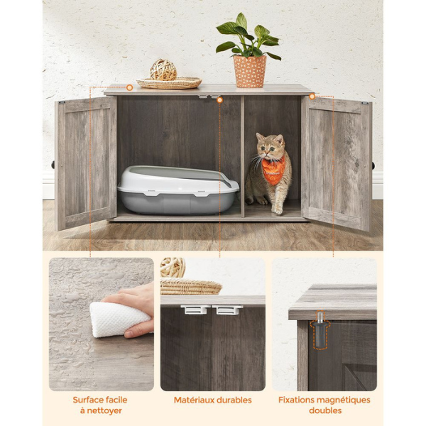 Cat Toilet Furniture - Cat Litter Box with Removable Divider - Modern Cat Litter Cabinet