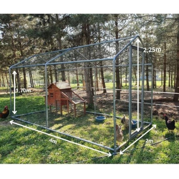 8ft x 26ft Heavy Duty Chicken Coop Run 8m2 32mm Steel Tubing 7.4ft High Galvanized Steel Mesh Enclosure