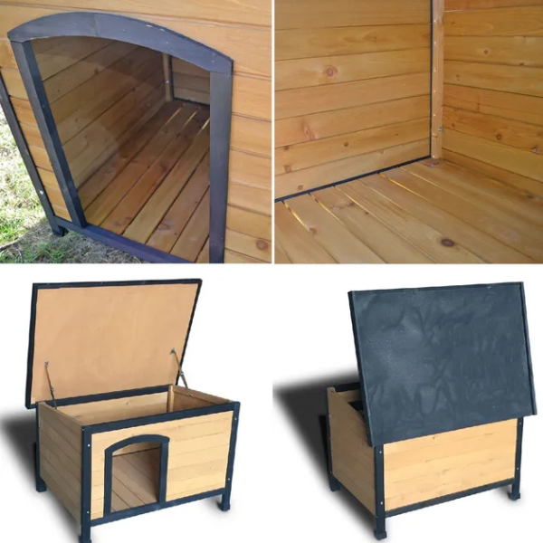 Extra Large Outdoor Pine Wood Dog House with Roof Vent 89x31x32 Inches