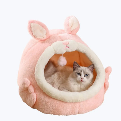 Rabbit Shaped Cat Bed Cozy Pet Sleeping Nest
