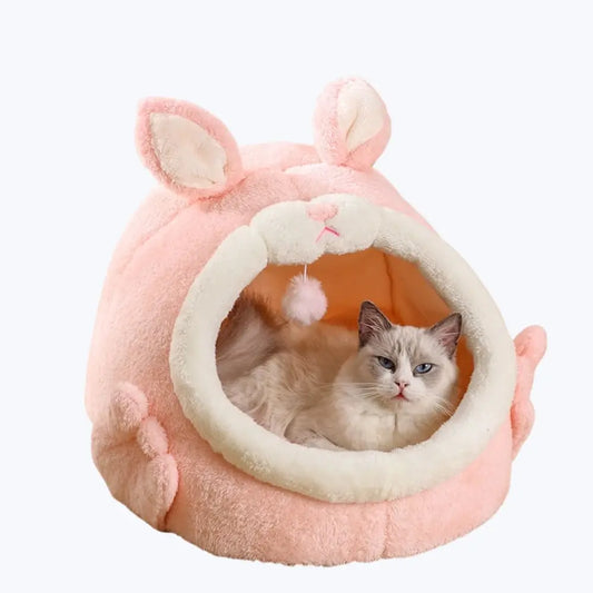 Rabbit Shaped Cat Bed Cozy Pet Sleeping Nest