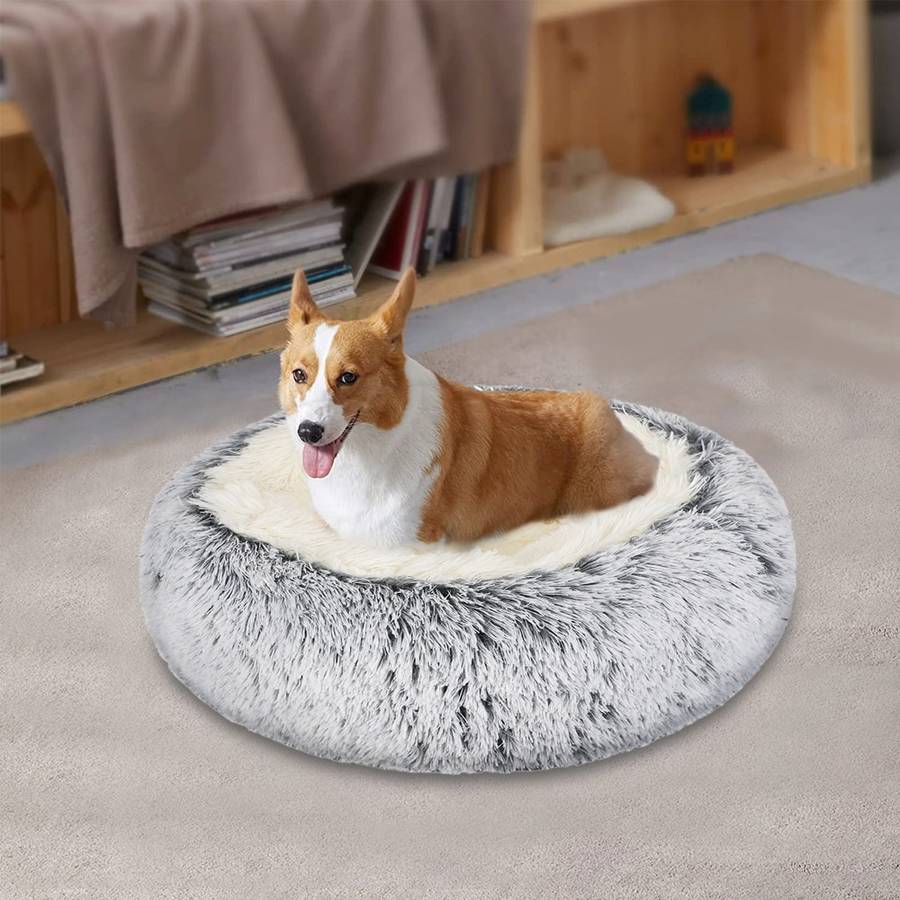 XXL Gray Cotton Plush Dog Bed Basket