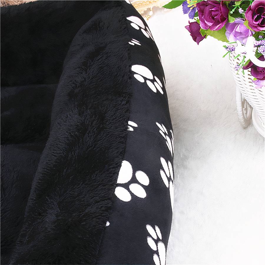 XXL Large Black Dog Bed with Paw Print Pattern for Big Dogs