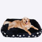XXL Large Black Dog Bed with Paw Print Pattern for Big Dogs