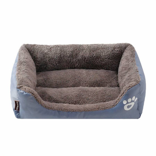 XXL Cotton Dog Bed Rectangular Basket with Paw Print Design