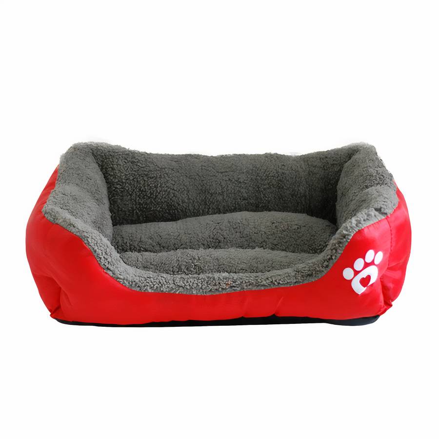 XXL Cotton Dog Bed Rectangular Basket with Paw Print Design