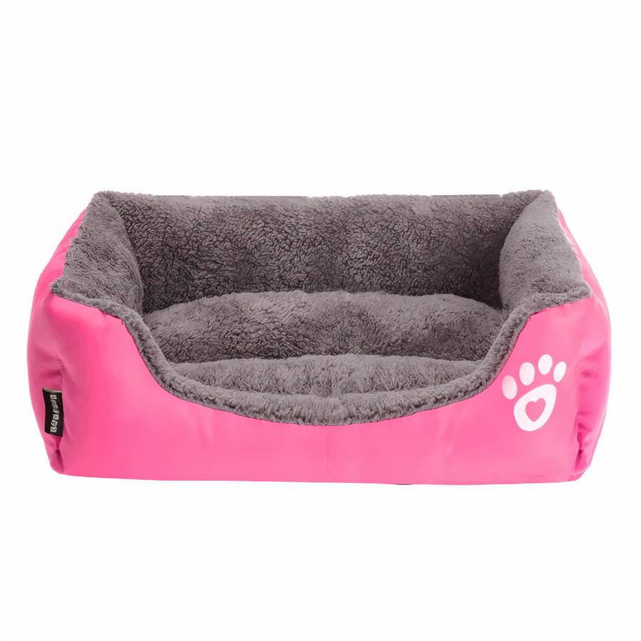 XXL Cotton Dog Bed Rectangular Basket with Paw Print Design