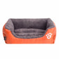 XXL Cotton Dog Bed Rectangular Basket with Paw Print Design
