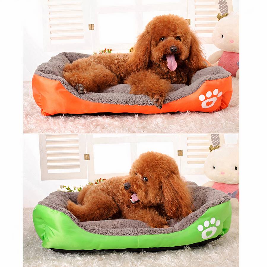 XXL Cotton Dog Bed Rectangular Basket with Paw Print Design