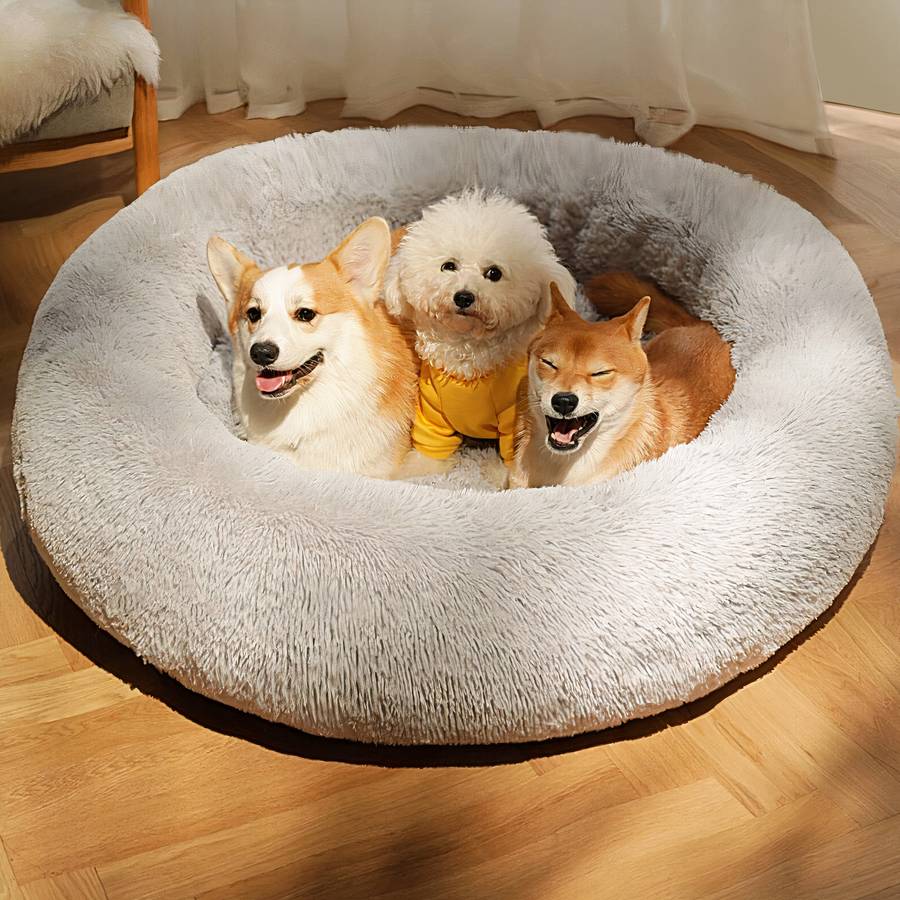 XXL Plush Round Dog Bed Extra Large Soft Cozy Pet Basket