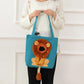 Lion Cat Print Tote Bag Animal Motif Canvas Shopper Bag