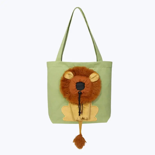 Lion Cat Print Tote Bag Animal Motif Canvas Shopper Bag