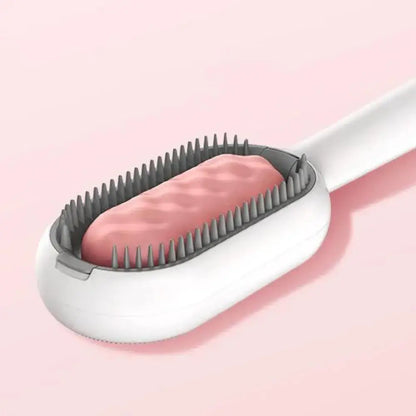 Double Sided Cat Grooming Brush with Self-Cleaning Hair Removal Tool