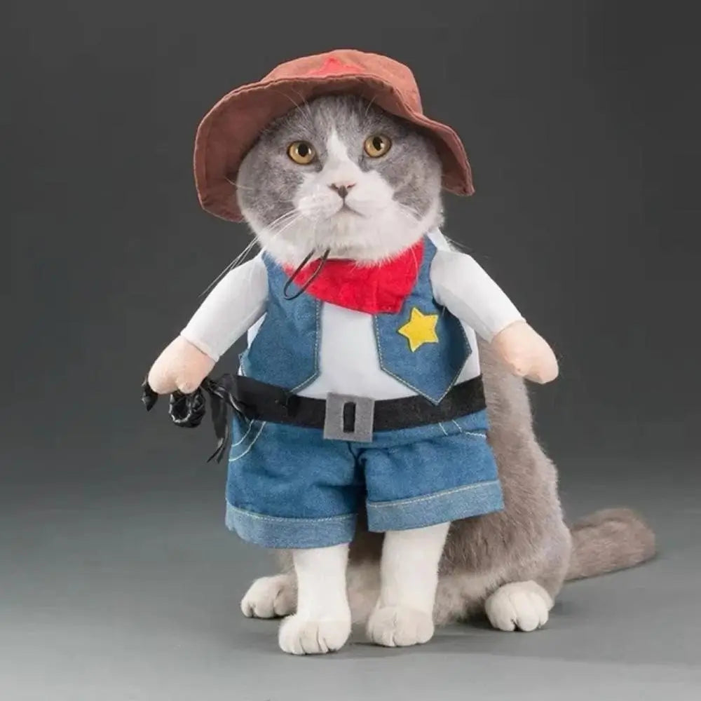 Cat Cowboy Costume Pet Outfit Western Dress Up