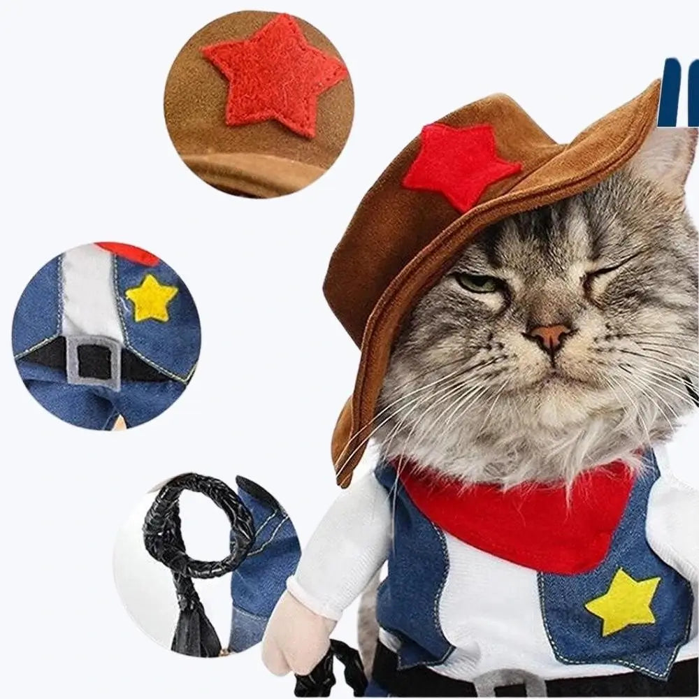 Cat Cowboy Costume Pet Outfit Western Dress Up