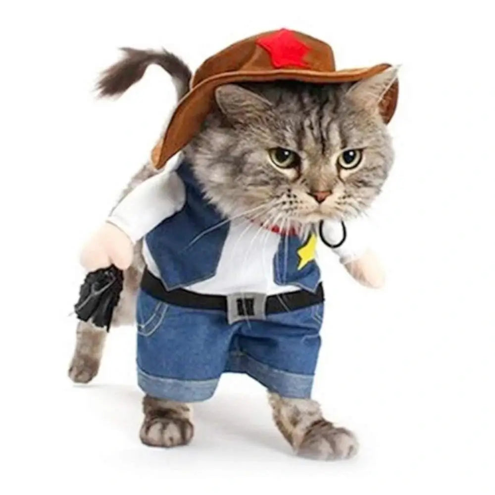 Cat Cowboy Costume Pet Outfit Western Dress Up