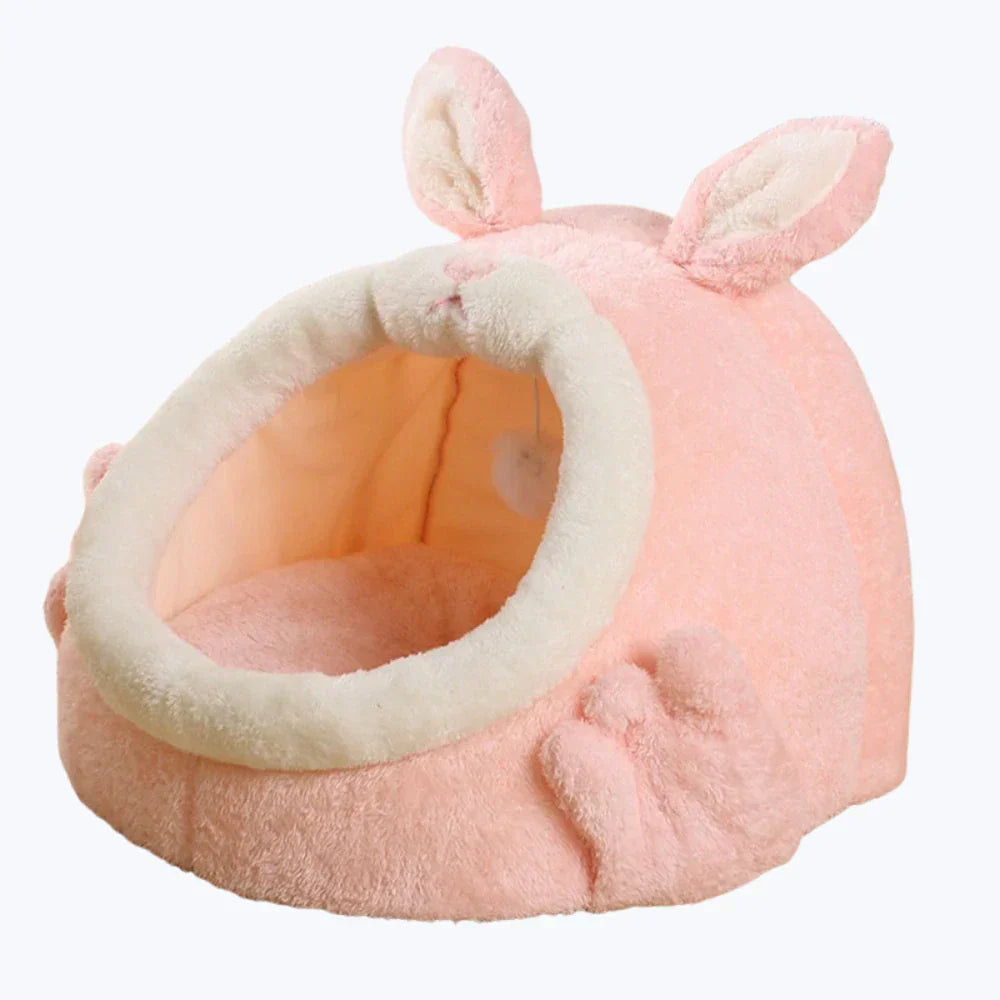 Rabbit Shaped Cat Bed Cozy Pet Sleeping Nest