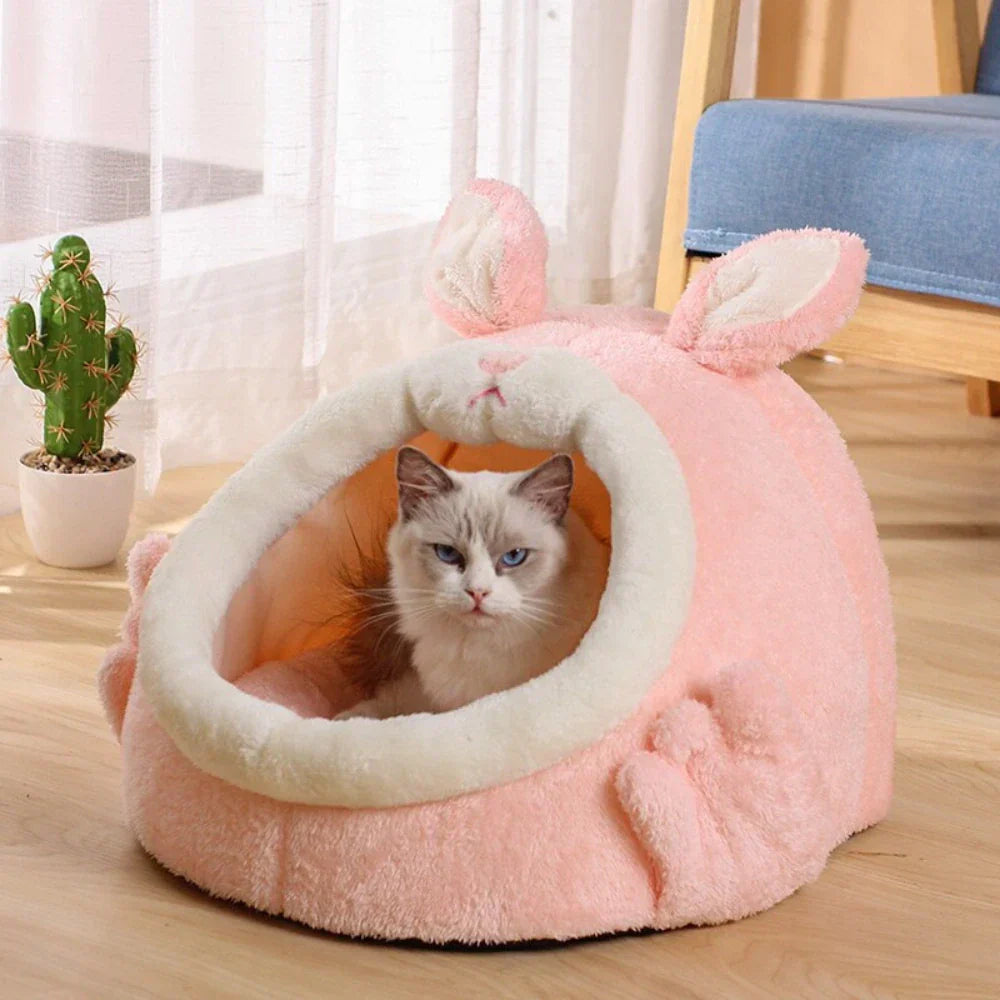 Rabbit Shaped Cat Bed Cozy Pet Sleeping Nest