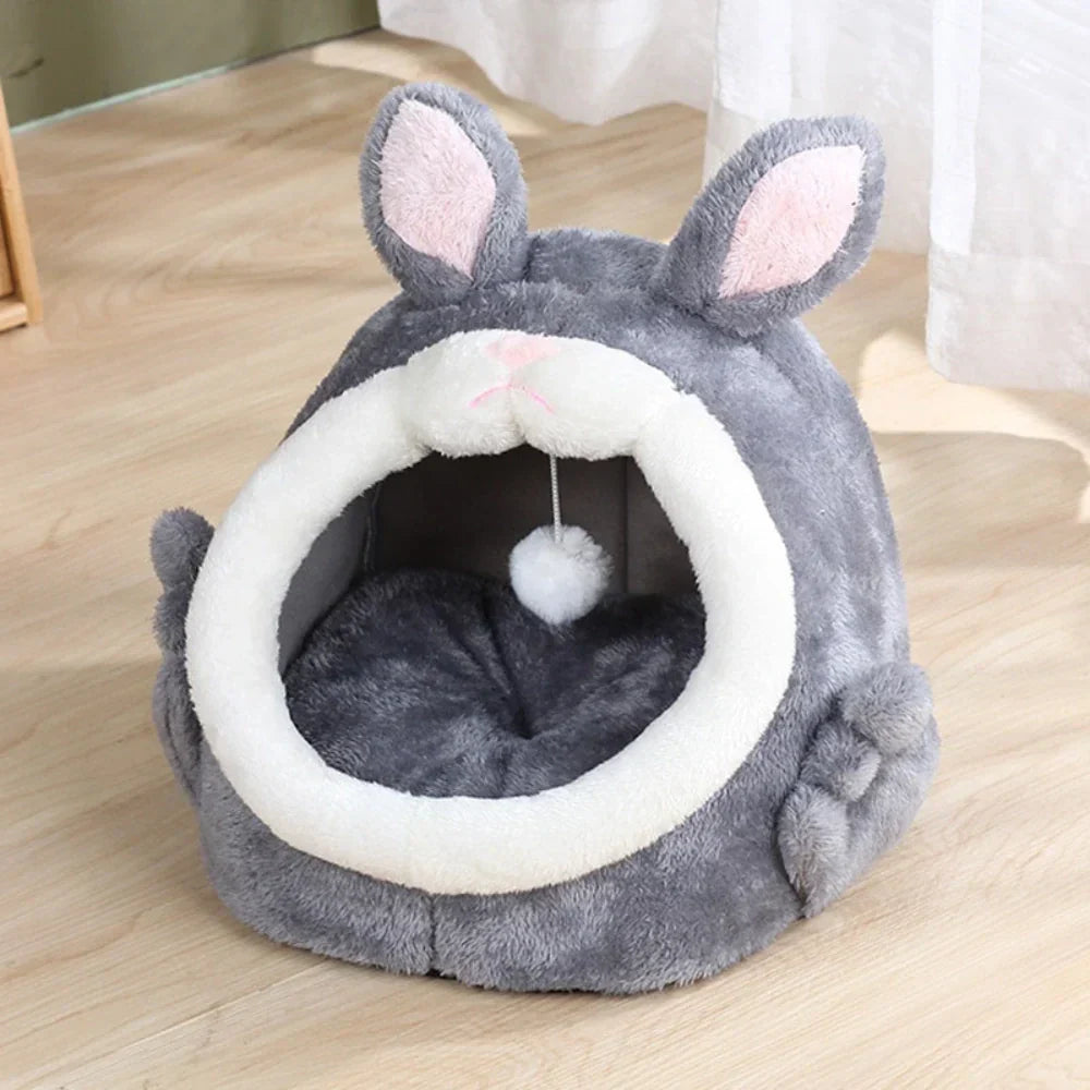 Rabbit Shaped Cat Bed Cozy Pet Sleeping Nest