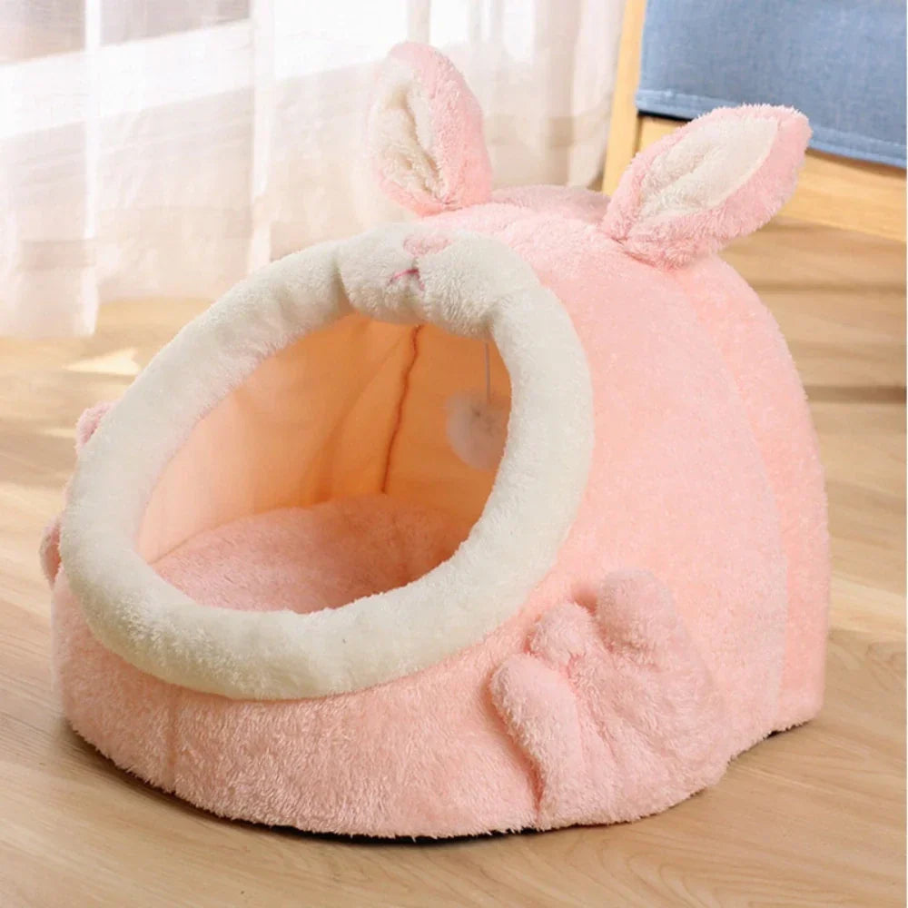 Rabbit Shaped Cat Bed Cozy Pet Sleeping Nest