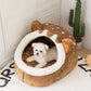Bear Shaped Cat Bed Cozy Pet Cave Plush Cat House Comfortable Cat Sleeping Pod