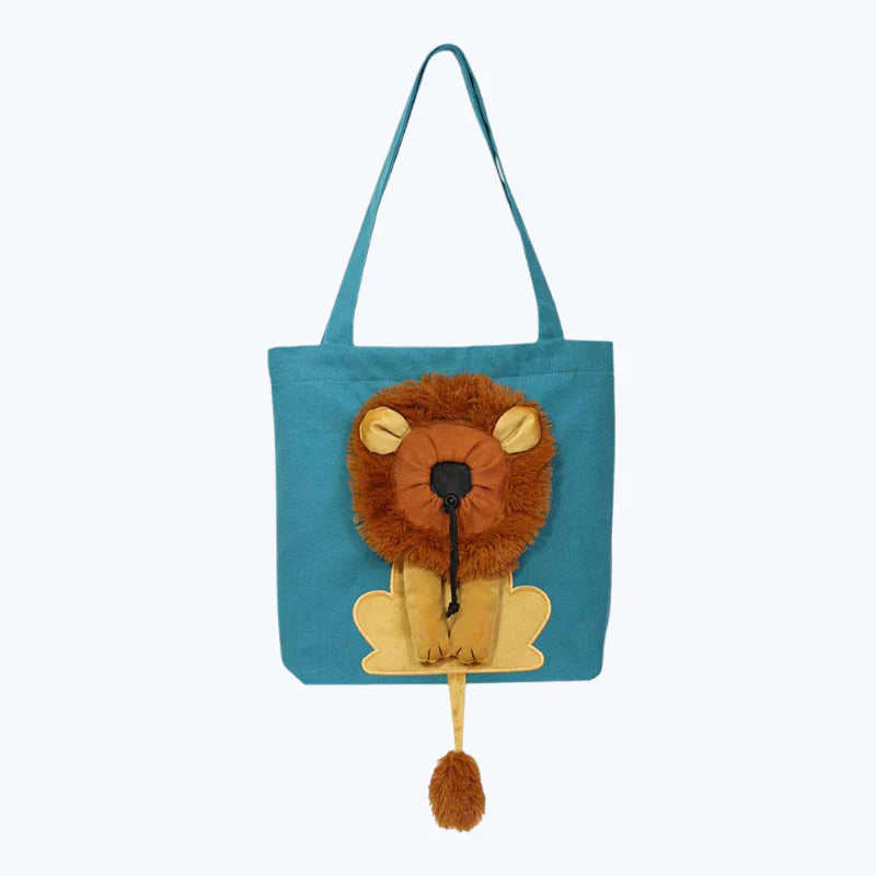 Lion Cat Print Tote Bag Animal Motif Canvas Shopper Bag