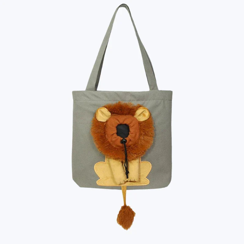Lion Cat Print Tote Bag Animal Motif Canvas Shopper Bag