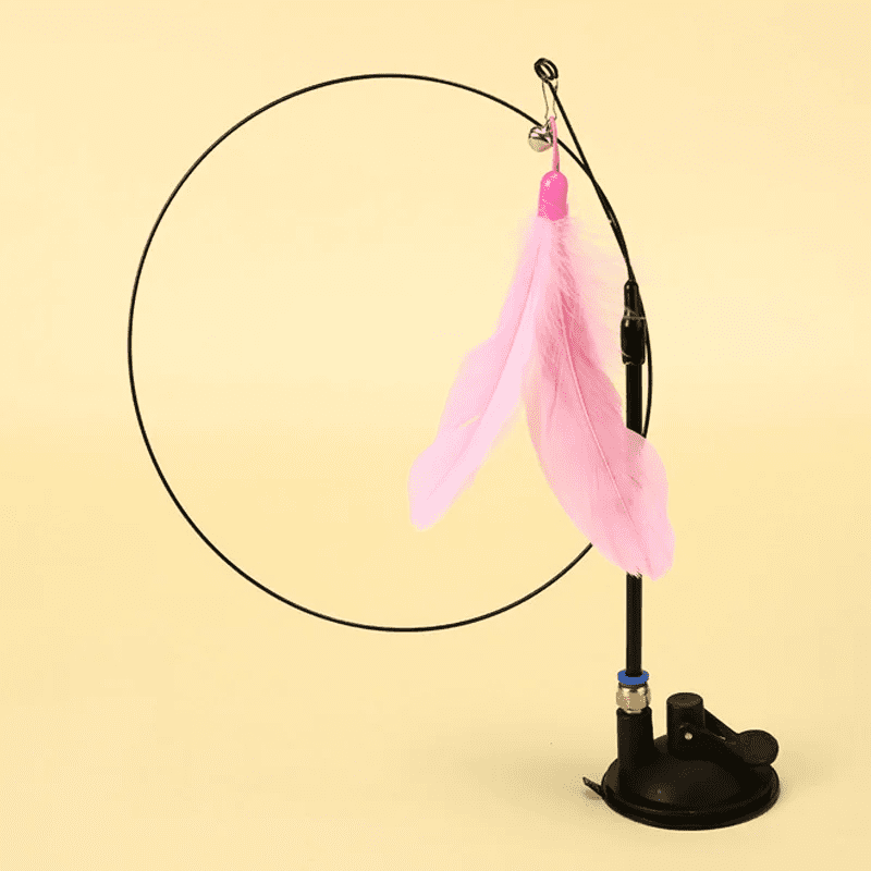 Cat Fishing Rod with Suction Cup Toy for Cats Interactive Play