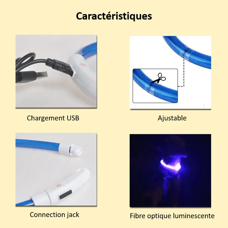 LED Dog Collar Adjustable Light Up Safety Glow Collar for Pets