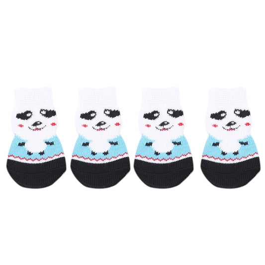 Dog Socks Panda Pattern Non Slip Pet Booties for Small Medium Large Dogs