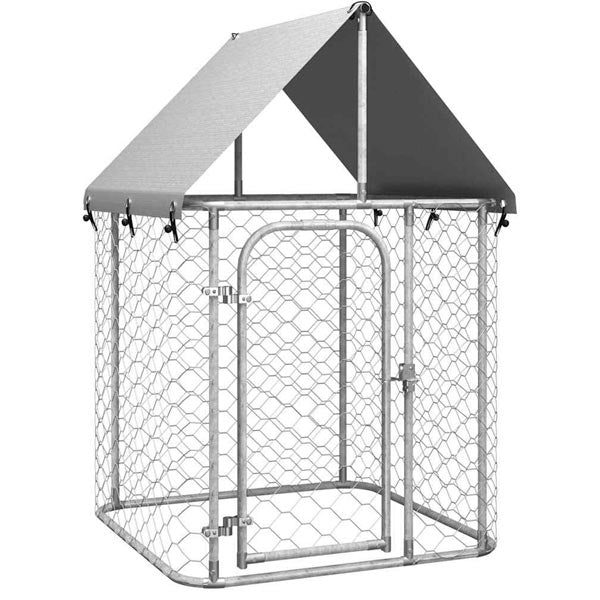 Outdoor Kennel with Galvanized Steel Roof and Polyethylene Fabric 400x150x200 cm