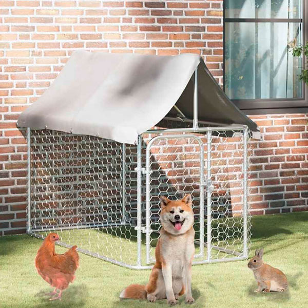 Outdoor Kennel with Galvanized Steel Roof and Polyethylene Fabric 400x150x200 cm