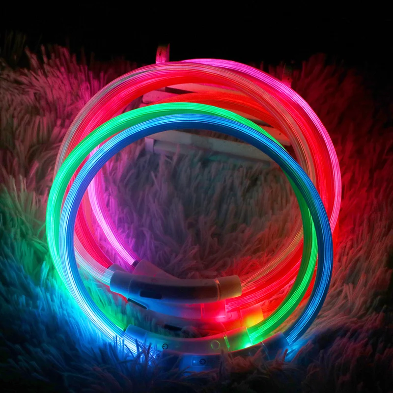 LED Dog Collar Adjustable Light Up Safety Glow Collar for Pets