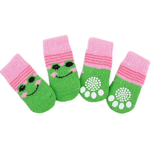 Dog Socks Frog Pattern Non Slip Cozy Pet Socks for Small Medium Dogs