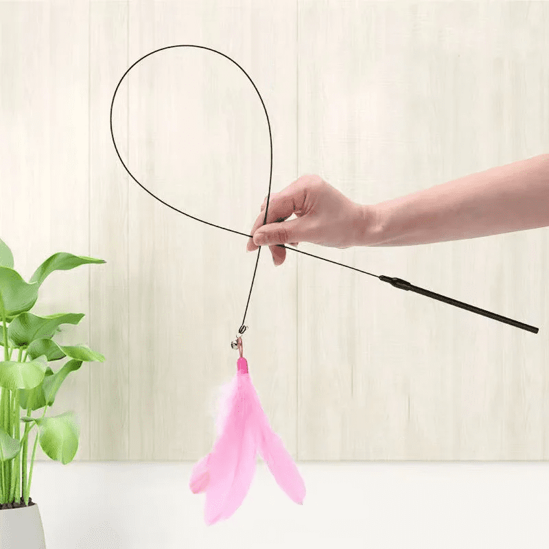 Cat Fishing Rod with Suction Cup Toy for Cats Interactive Play