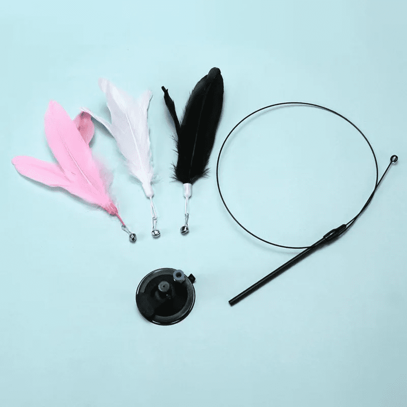 Cat Fishing Rod with Suction Cup Toy for Cats Interactive Play