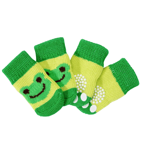 Dog Socks Frog Green Non Slip Pet Socks for Small Medium Large Dogs